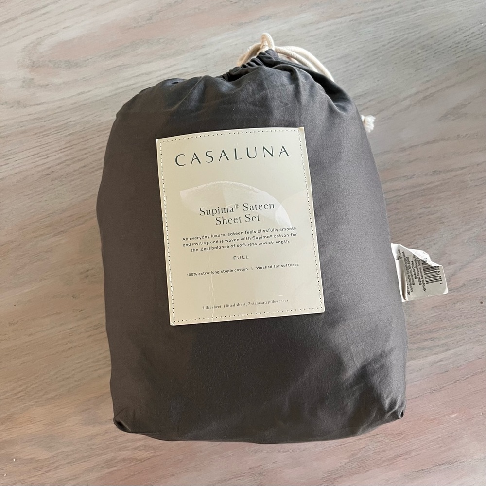 Casaluna Supima Sateen Sheet Set - Gray Size Full